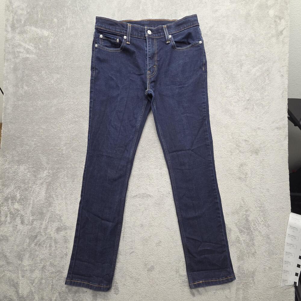 Levis 511 Jeans Mens Measured 33x31 Blue Slim Tapered Dark Wash Denim Zip Fly